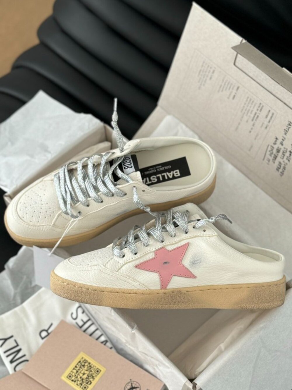 Golden Goose Ball Star White Pink Sneakers - Picture 5 of 9